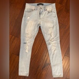 Express Supersoft Legging Mid Rise Distressed Light Wash Jeans